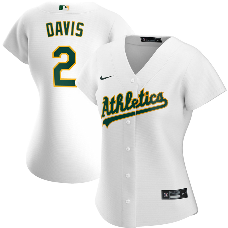 2020 MLB Women Oakland Athletics 2 Khris Davis Nike White Home 2020 Replica Player Jersey 1